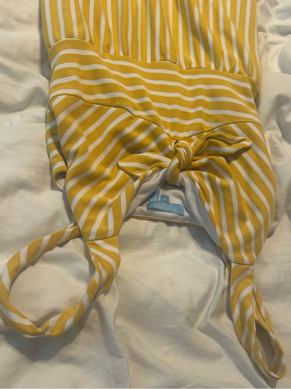 Draper James Yellow and White Striped Tie-Front Sundress